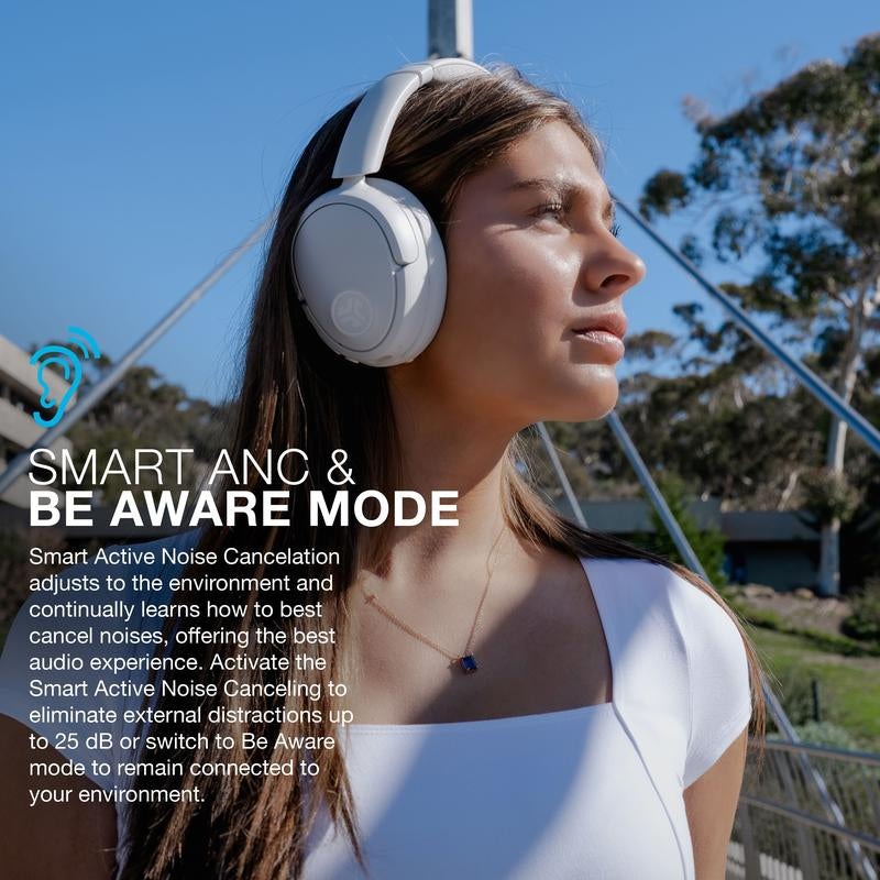 Jlab Jbuds Lux Active Noise Cancellation Wireless Bluetooth Headphones, Custom EQ, Over-Ear, Be Aware Safety Mode. Foldable, Iphone / Android