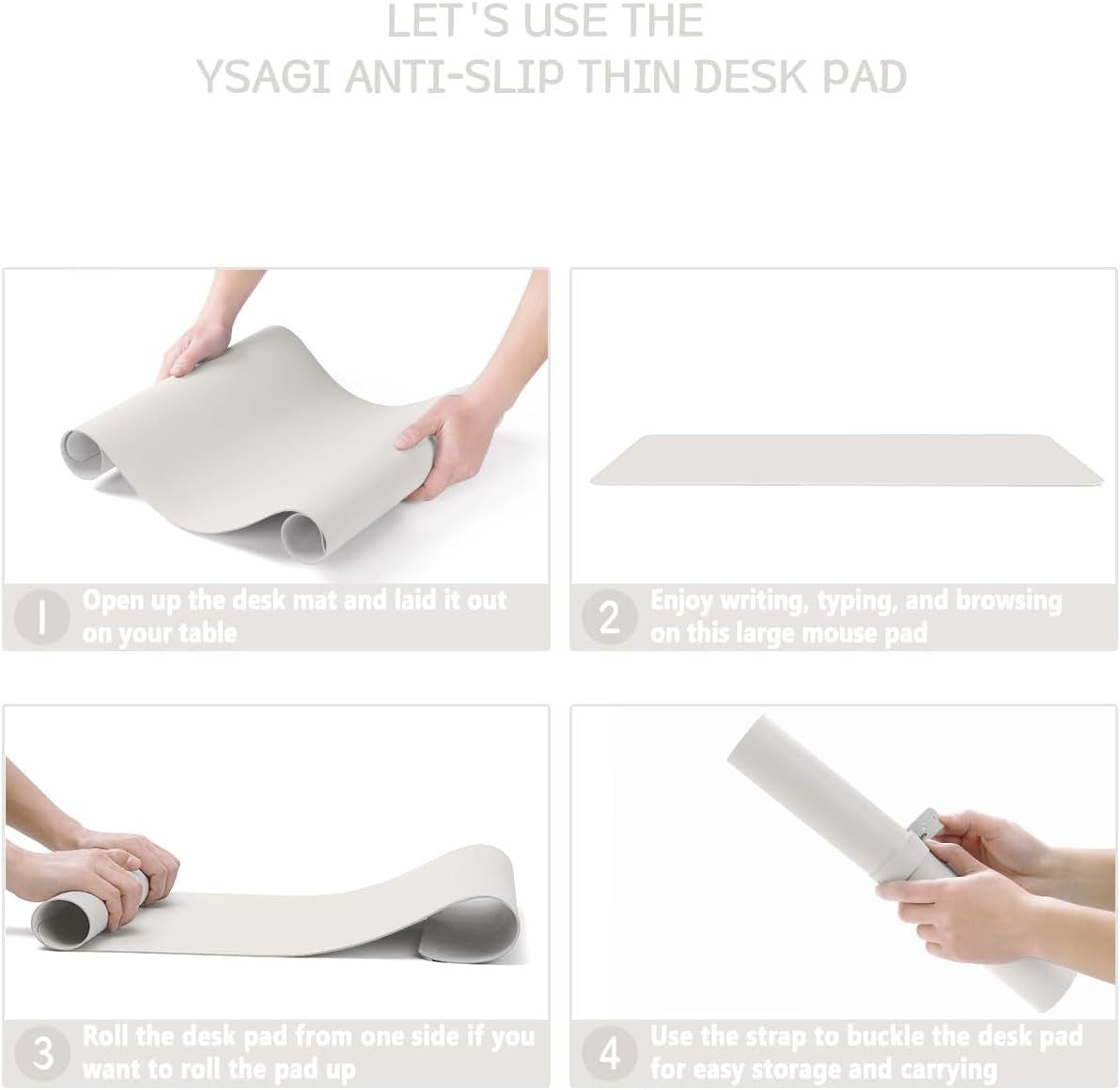 Non-Slip Leather Desk Pad L Size, Waterproof Laptop Computer Desk Keyboard Mat, Table Protector Blotter Mat, Large Mouse Pad for Office/Work/Home/Decor(Apricot Gray, 35.4" X 17")