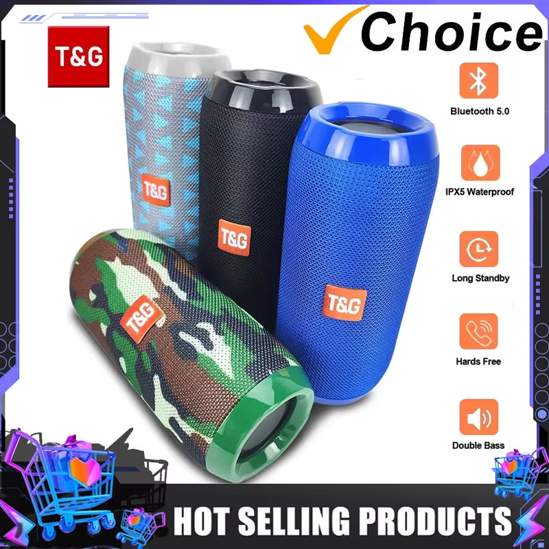 TG117 Portable Bluetooth Speaker Outdoor Wireless Woofer Free Call FM TF Card USB Flash Drive Connect Mobile Phone Tablet TV