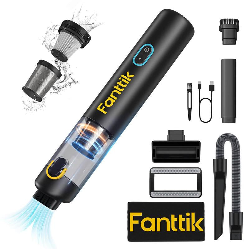 Fanttik Slim V8 Mate/V8 Apex Cordless Car Vacuum High Power, 12000Pa/30Aw, Robustclean Mini Vacuum with Flexible Hose and Pet Brush, 2H Fast Charge, Portable Vacuum for Car Interior Home Cleaning Cleaner Automotive