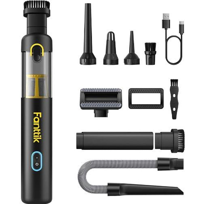 Fanttik Slim V8 Mate/V8 Apex Cordless Car Vacuum High Power, 12000Pa/30Aw, Robustclean Mini Vacuum with Flexible Hose and Pet Brush, 2H Fast Charge, Portable Vacuum for Car Interior Home Cleaning Cleaner Automotive