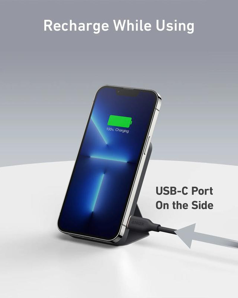 Anker 622 Magnetic Battery Maggo, 5,000Mah Foldable Wireless Power Bank with Stand and USB-C Port, Compatible for Iphone 16/15/14/13/12