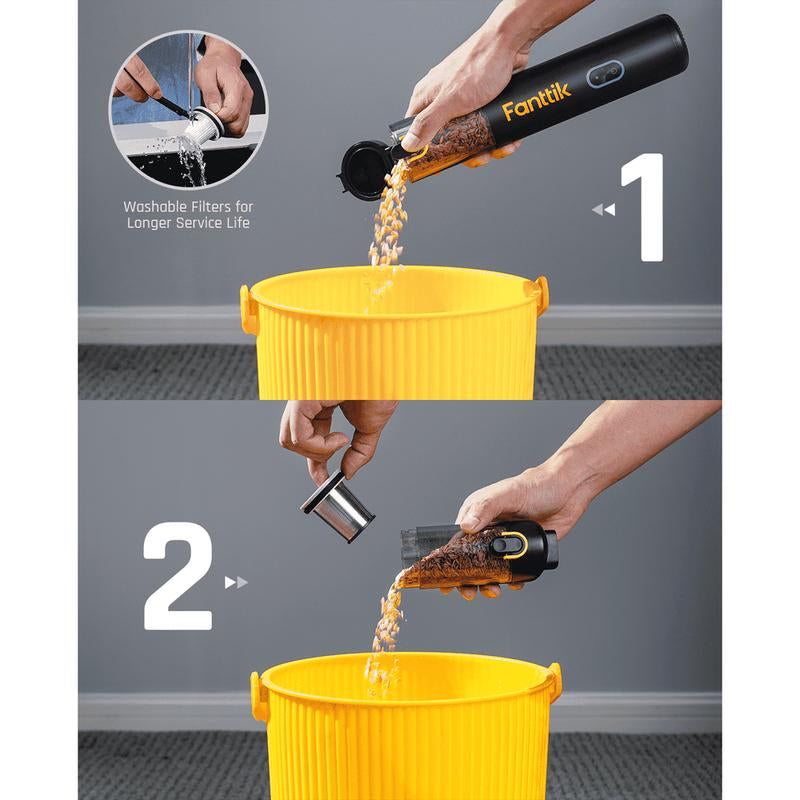 Fanttik Slim V8 Mate/V8 Apex Cordless Car Vacuum High Power, 12000Pa/30Aw, Robustclean Mini Vacuum with Flexible Hose and Pet Brush, 2H Fast Charge, Portable Vacuum for Car Interior Home Cleaning Cleaner Automotive