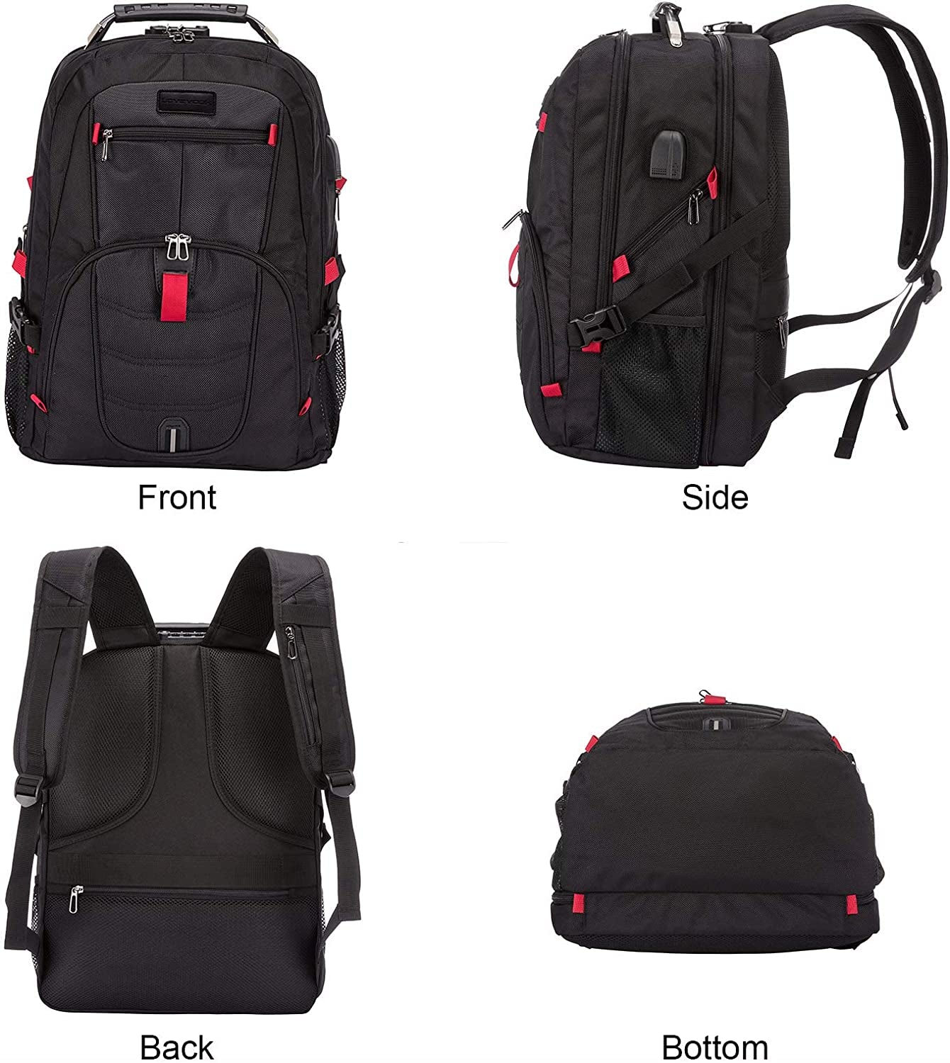 Travel Laptop Backpack Waterproof anti Theft with Lock and USB Charging Port Large Computer Business Backpack for Men Women College (17 Inch, Black)
