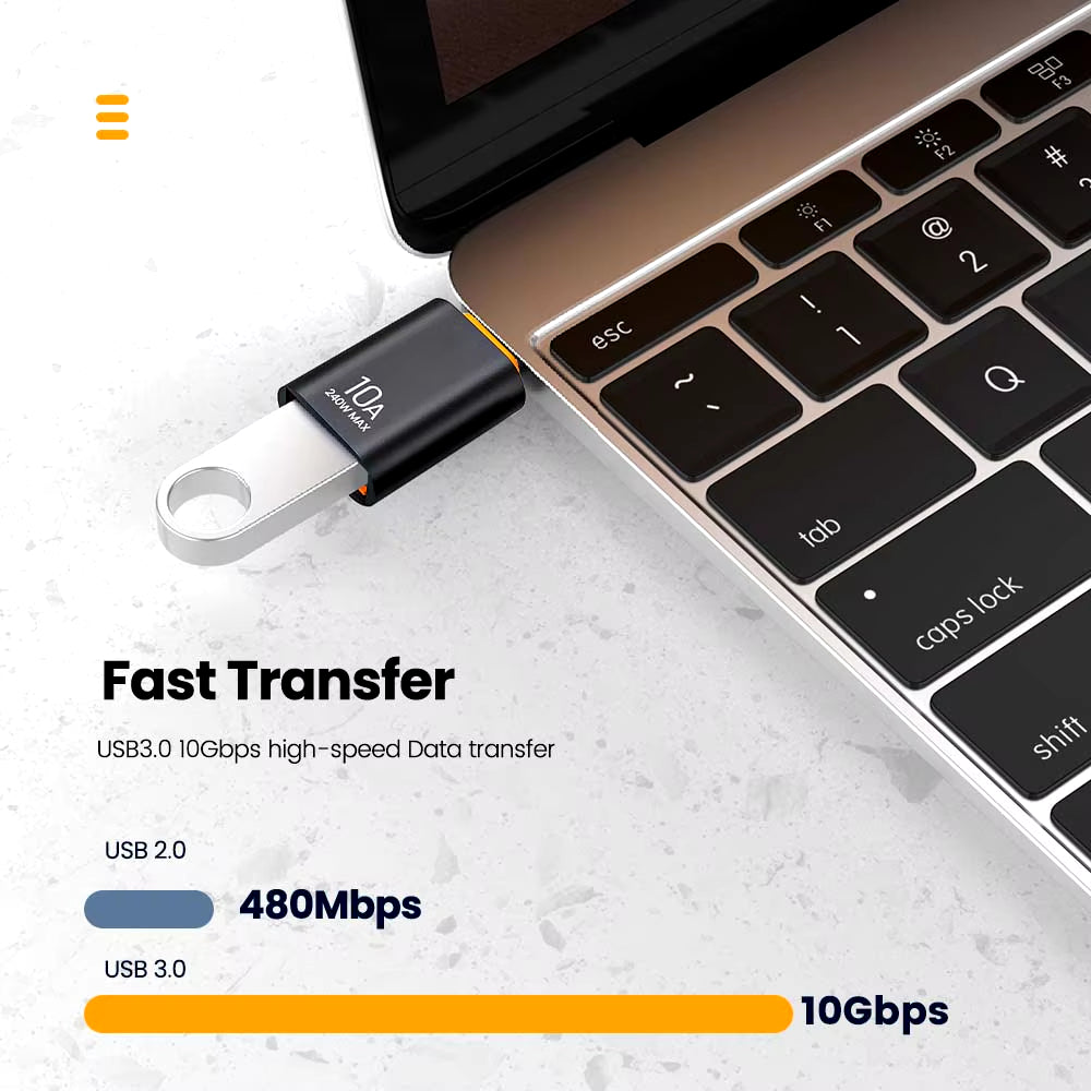 10A OTG USB 3.0 to Type C Adapter USB Female to Type C Male Fast Charging Adadpter OTG USB C for Xiaomi Samsung Laptop PC