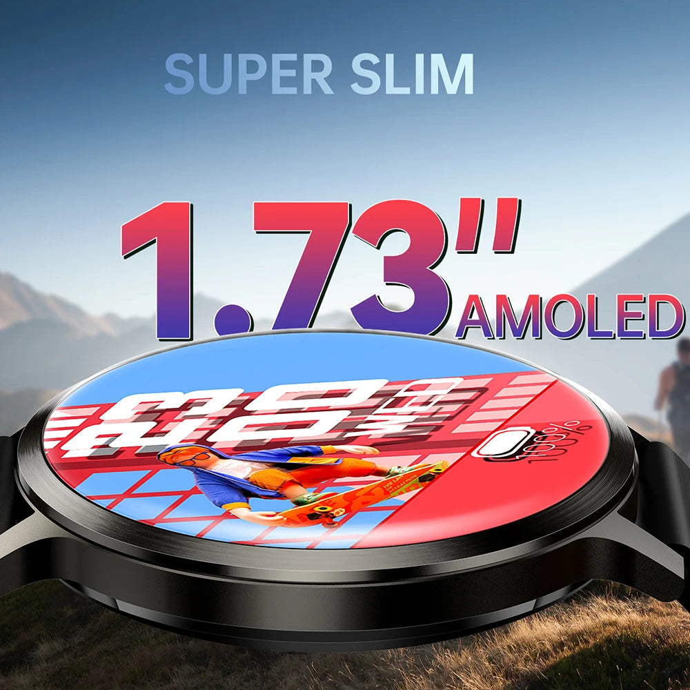 2025 New Smart Watch 1.73 Inch 466*466 HD AMOLED Screen Bluetooth Calls 400Mah Men Women Fitness Custom Watch Dial Smartwatch