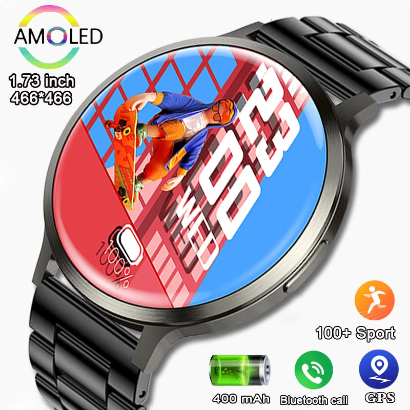 2025 New Smart Watch 1.73 Inch 466*466 HD AMOLED Screen Bluetooth Calls 400Mah Men Women Fitness Custom Watch Dial Smartwatch