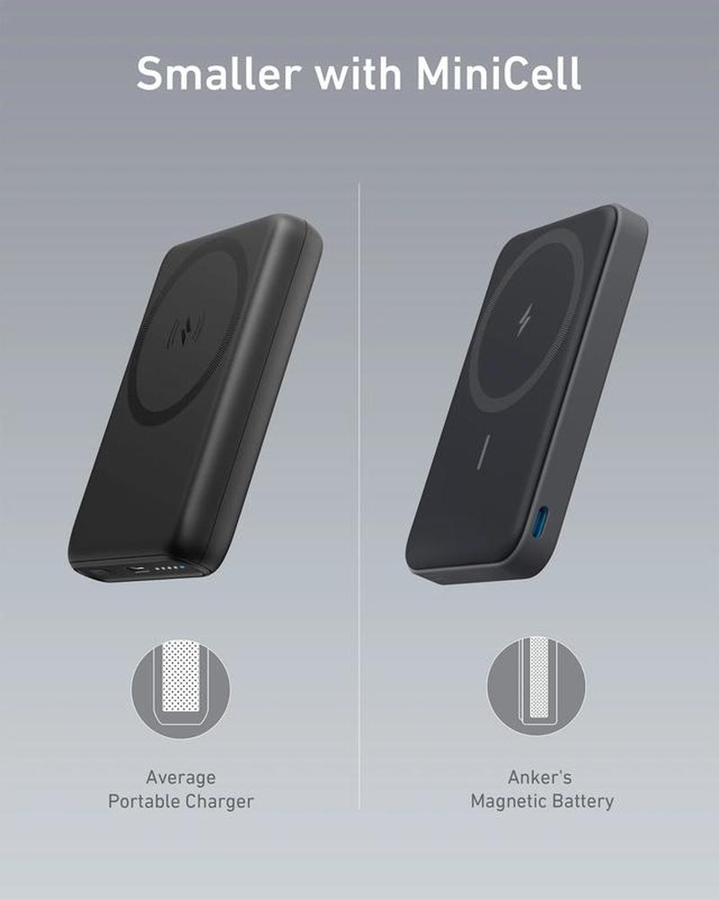 Anker 622 Magnetic Battery Maggo, 5,000Mah Foldable Wireless Power Bank with Stand and USB-C Port, Compatible for Iphone 16/15/14/13/12