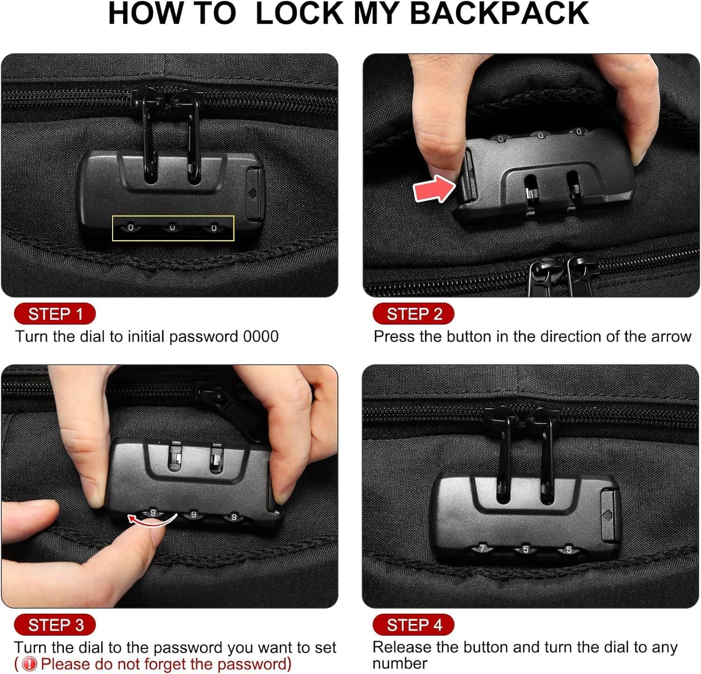 Travel Laptop Backpack Waterproof anti Theft with Lock and USB Charging Port Large Computer Business Backpack for Men Women College (17 Inch, Black)
