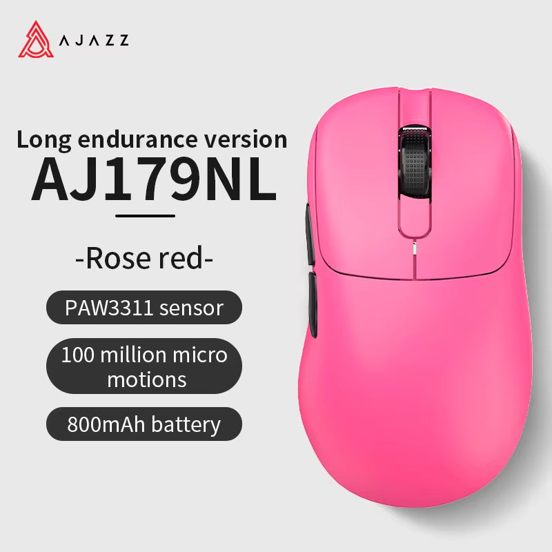 AJ179 PRO PAW3395 Lightweight Wired Wireless Mouse with Magnetic Charging Base Ergonomic Macro Gaming Mouse for PC Laptop