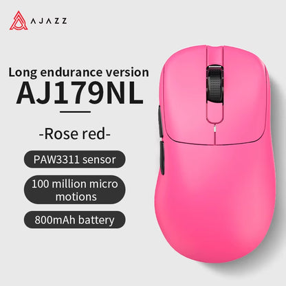 AJ179 PRO PAW3395 Lightweight Wired Wireless Mouse with Magnetic Charging Base Ergonomic Macro Gaming Mouse for PC Laptop