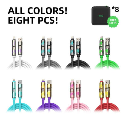 Mfish Armored Dragon I 4-In-1 Multi 240W Fast Charging Cable with USB a Type C Lightning for Iphone Samsung Laptops Charger