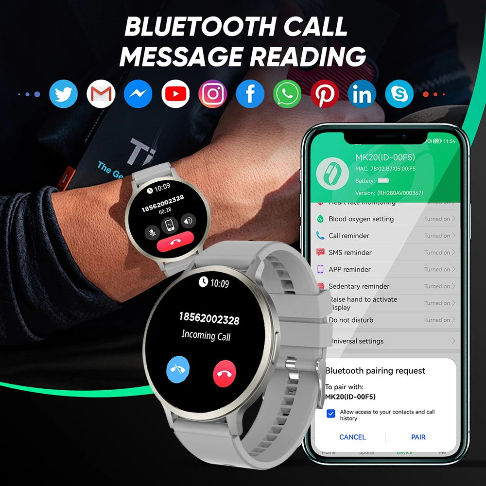 2025 New Smart Watch 1.73 Inch 466*466 HD AMOLED Screen Bluetooth Calls 400Mah Men Women Fitness Custom Watch Dial Smartwatch