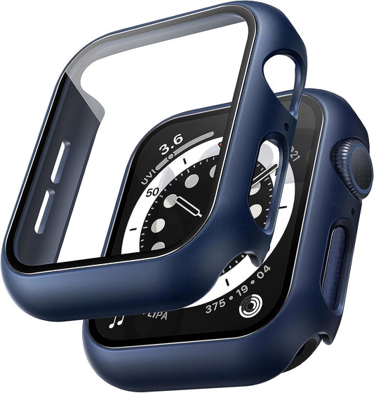 2 Pack Hard Case for Apple Watch Se/Se2/Series 6/5/4 40Mm, with PC Tempered Glass Screen Protector, [Scristant Resistant], [Overall Protection] Slim Cover for Iwatch S6/S5/S4 40Mm, Blue