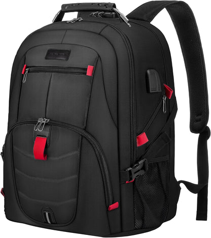 Travel Laptop Backpack Waterproof anti Theft with Lock and USB Charging Port Large Computer Business Backpack for Men Women College (17 Inch, Black)