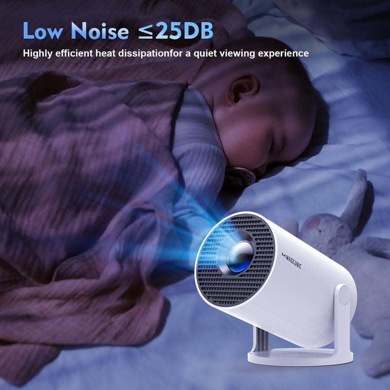 [US Warehouse] Magcubic Hy300Pro Projector Upgraded 290ANSI Dual Wifi6 4K Videosource Supported BT5.4 Native 1280*720P Android 11 Built-In Speaker&Appstore Allwinner H713 WIFI6 Remote Control Included Home Cinema Outdoor 2025 Newly Mini Portable Version