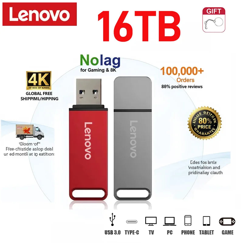 16TB 3.0 USB Flash Drive Metal High-Speed Pen Drive 2TB 4TB Waterproof 8TB Usb Pendrive for Computer Storage Devices