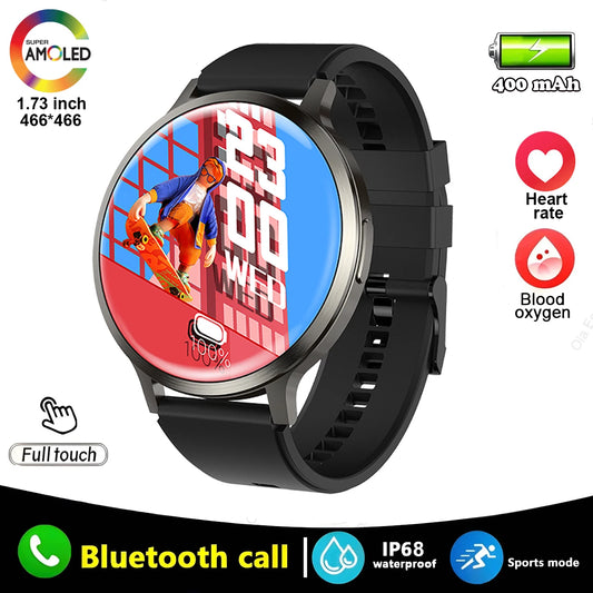 2025 New Smart Watch 1.73 Inch 466*466 HD AMOLED Screen Bluetooth Calls 400Mah Men Women Fitness Custom Watch Dial Smartwatch
