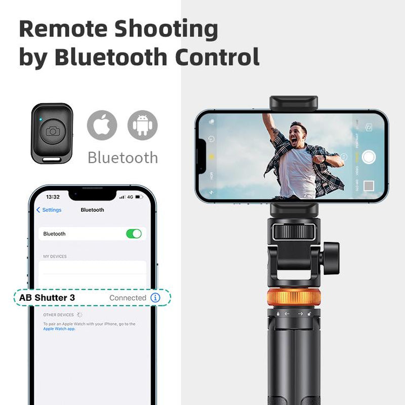 61" Phone Tripod for Iphone/Android & Selfie Stick with Remote, Upgraded Stand, Compatible with Iphone 16/15/14/13, Travel-Friendly & Stable