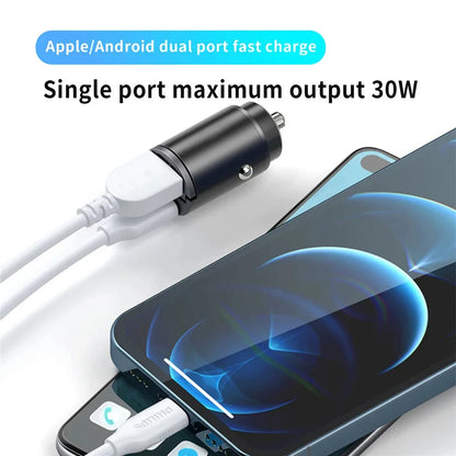 200W USB Car Charger Mini PD QC Pull Ring Fast Charging USB C Car Phone Charger Adapter for Iphone 16 15 Xiaomi Samsung Huawei