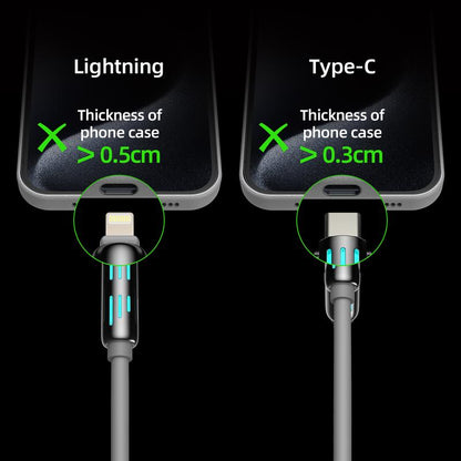 Mfish Armored Dragon I 4-In-1 Multi 240W Fast Charging Cable with USB a Type C Lightning for Iphone Samsung Laptops Charger