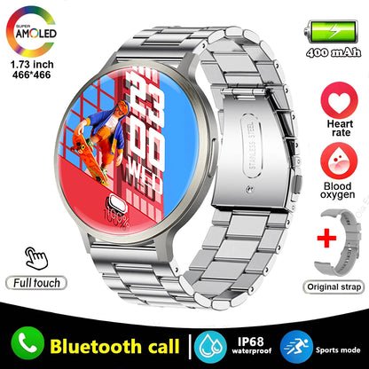 2025 New Smart Watch 1.73 Inch 466*466 HD AMOLED Screen Bluetooth Calls 400Mah Men Women Fitness Custom Watch Dial Smartwatch